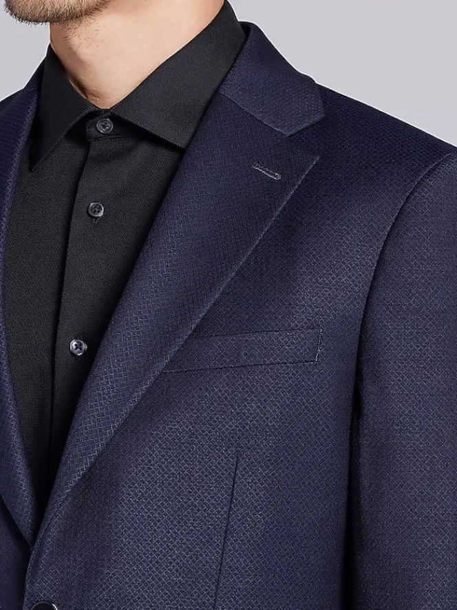 Sport Coats|Sport Coats-Calvin Klein Slim Fit Textured Sport Coat Navy Texture