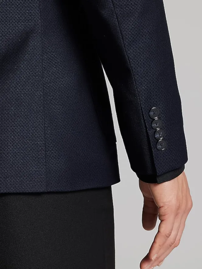 Sport Coats|Sport Coats-Calvin Klein Slim Fit Textured Sport Coat Navy Texture