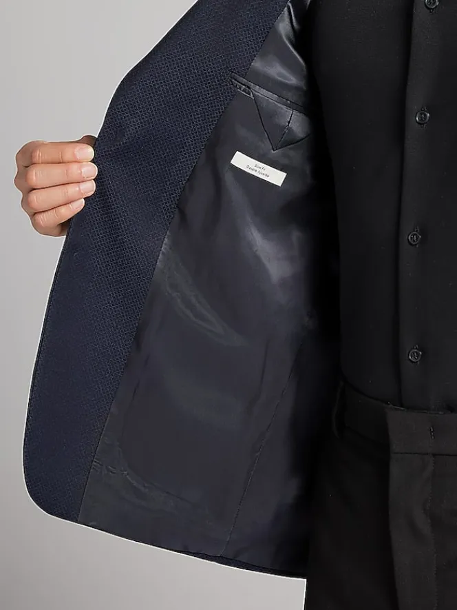 Sport Coats|Sport Coats-Calvin Klein Slim Fit Textured Sport Coat Navy Texture