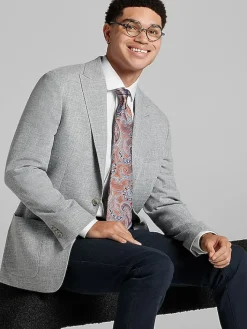 Sport Coats|Sport Coats-JOE Joseph Abboud Slim Fit Textured Sport Coat Light Grey Texture