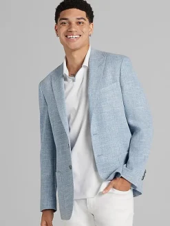 Big & Tall Sport Coats|Casual Shop-JOE Joseph Abboud Slim Fit Textured Sport Coat Blue Textured