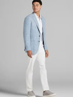 Big & Tall Sport Coats|Casual Shop-JOE Joseph Abboud Slim Fit Textured Sport Coat Blue Textured