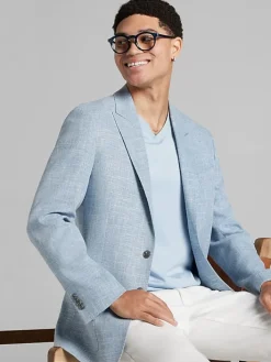 Big & Tall Sport Coats|Casual Shop-JOE Joseph Abboud Slim Fit Textured Sport Coat Blue Textured