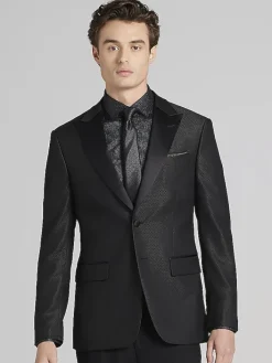 Dinner Jackets-Egara Slim Fit Tic Dinner Jacket Black Tic Weave