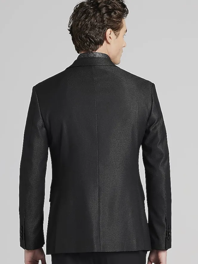 Dinner Jackets-Egara Slim Fit Tic Dinner Jacket Black Tic Weave