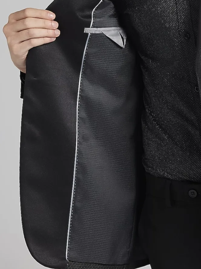 Dinner Jackets-Egara Slim Fit Tic Dinner Jacket Black Tic Weave