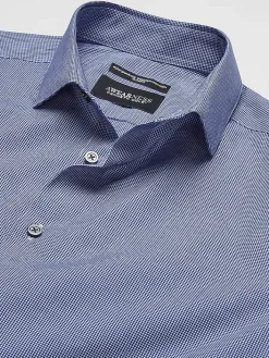 Big & Tall Dress Shirts|Patterned Dress Shirts-Awearness Kenneth Cole Slim Fit Ultra Performance Stretch Micro Check Dress Shirt Bright Blue