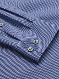 Big & Tall Dress Shirts|Patterned Dress Shirts-Awearness Kenneth Cole Slim Fit Ultra Performance Stretch Micro Check Dress Shirt Bright Blue