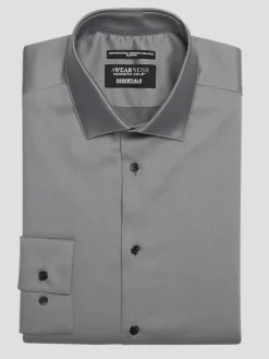 Designer Dress Shirts|Dress Shirts-Awearness Kenneth Cole Slim Fit Ultra Performance Stretch Solid Dress Shirt Charcoal