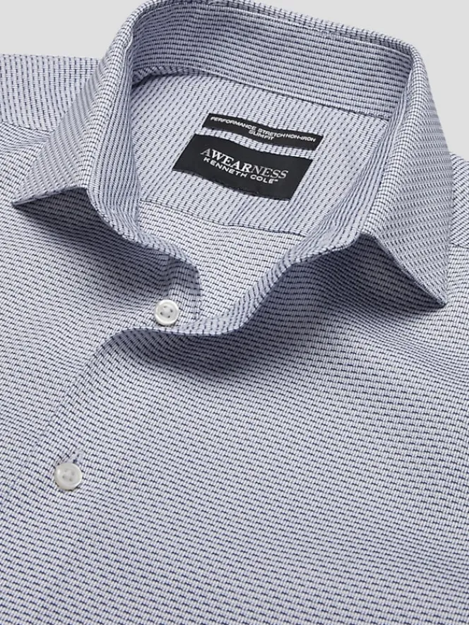 Designer Dress Shirts|Dress Shirts-Awearness Kenneth Cole Slim Fit Ultra Performance Stretch Dobby Dress Shirt Green