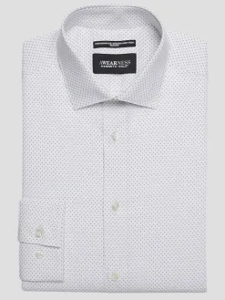 Designer Dress Shirts|Patterned Dress Shirts-Awearness Kenneth Cole Slim Fit Ultra Performance Stretch Diamond Dress Shirt Navy