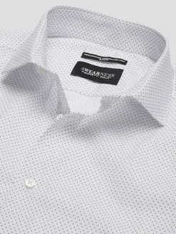 Designer Dress Shirts|Patterned Dress Shirts-Awearness Kenneth Cole Slim Fit Ultra Performance Stretch Diamond Dress Shirt Navy