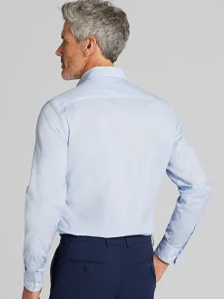 Designer Dress Shirts|Patterned Dress Shirts-Awearness Kenneth Cole Slim Fit Ultra Performance Stretch Grid Dress Shirt Lt Blue