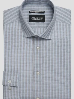 Designer Dress Shirts|Patterned Dress Shirts-Awearness Kenneth Cole Slim Fit Ultra Performance Stretch Check Dress Shirt Gray Check