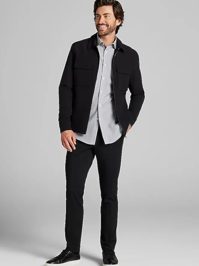 Designer Dress Shirts|Dress Shirts-Awearness Kenneth Cole Slim Fit Ultra Performance Stretch Mini Plaid Dress Shirt Grey