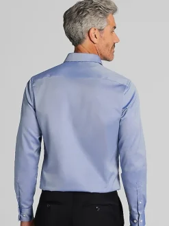 Patterned Dress Shirts|Designer Dress Shirts-Awearness Kenneth Cole Slim Fit Ultra Performance Stretch Textured Dress Shirt Bright Blue