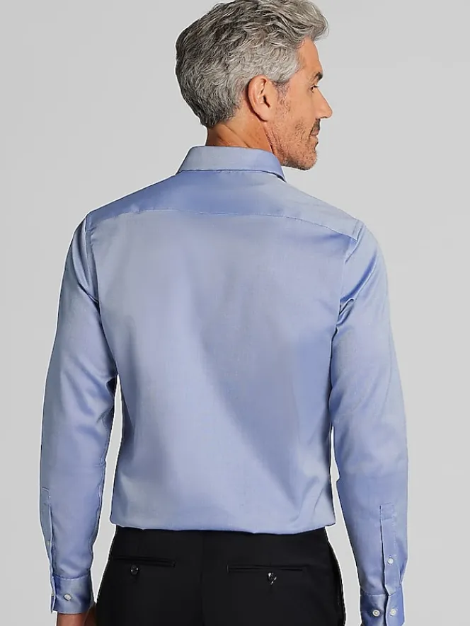 Patterned Dress Shirts|Designer Dress Shirts-Awearness Kenneth Cole Slim Fit Ultra Performance Stretch Textured Dress Shirt Bright Blue