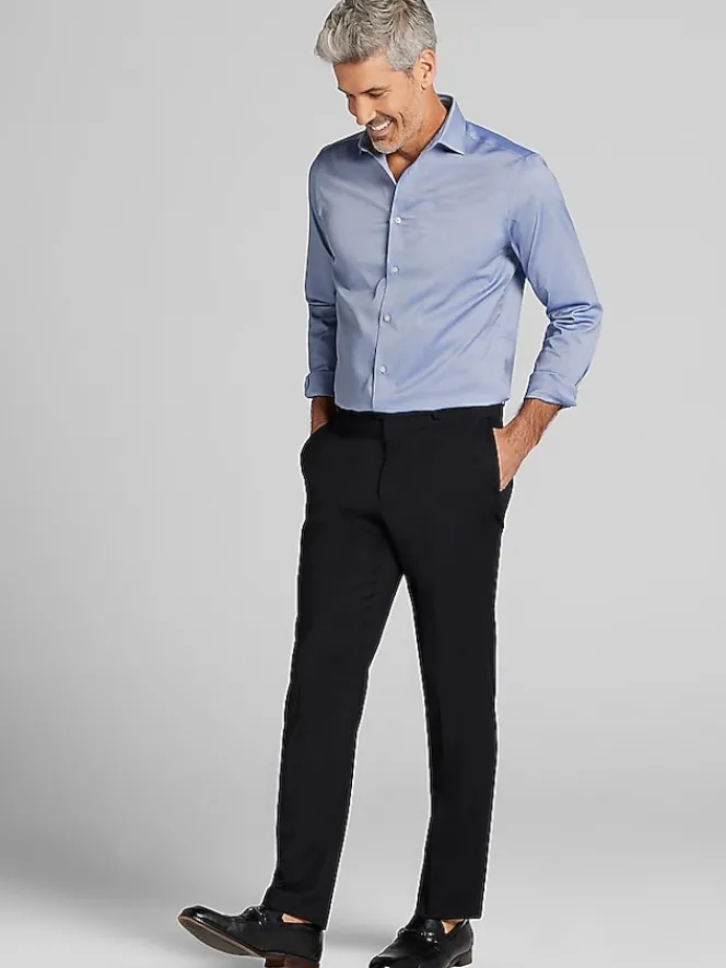 Patterned Dress Shirts|Designer Dress Shirts-Awearness Kenneth Cole Slim Fit Ultra Performance Stretch Textured Dress Shirt Bright Blue