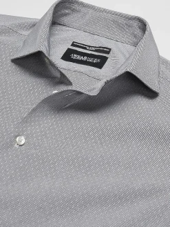 Patterned Dress Shirts|Designer Dress Shirts-Awearness Kenneth Cole Slim Fit Ultra Performance Stretch Dobby Check Dress Shirt Grey