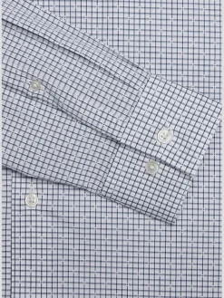 Patterned Dress Shirts|Designer Dress Shirts-Awearness Kenneth Cole Slim Fit Ultra Performance Stretch Tattersall Dress Shirt Navy