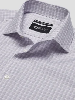 Patterned Dress Shirts|Designer Dress Shirts-Awearness Kenneth Cole Slim Fit Ultra Performance Stretch Tonal Check Dress Shirt Lavender