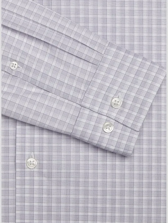 Patterned Dress Shirts|Designer Dress Shirts-Awearness Kenneth Cole Slim Fit Ultra Performance Stretch Tonal Check Dress Shirt Lavender