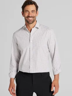 Patterned Dress Shirts|Dress Shirts-Awearness Kenneth Cole Slim Fit Ultra Performance Stretch Plaid Dress Shirt Blush