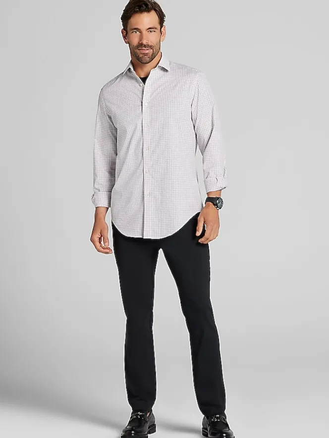 Patterned Dress Shirts|Dress Shirts-Awearness Kenneth Cole Slim Fit Ultra Performance Stretch Plaid Dress Shirt Blush