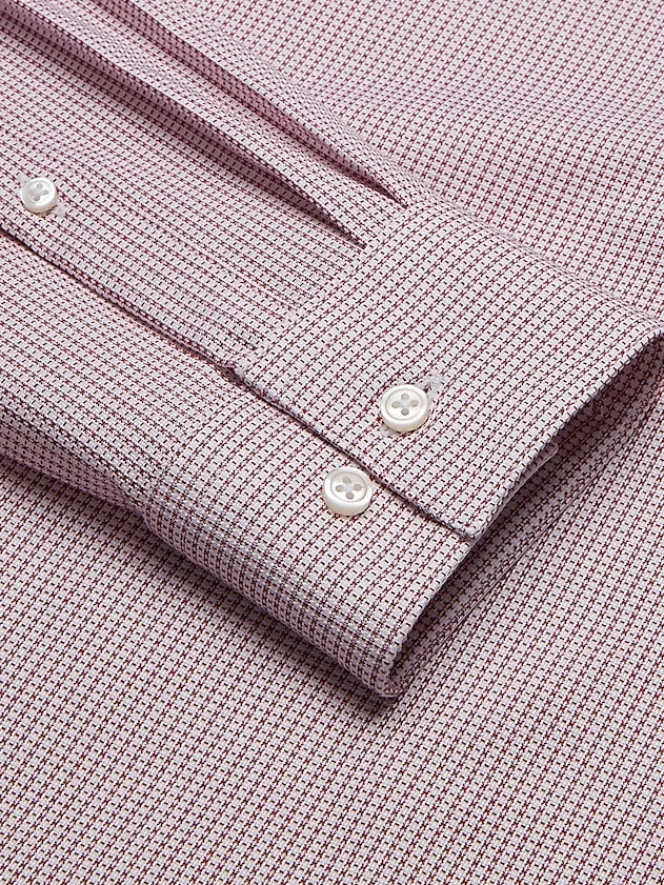 Patterned Dress Shirts|Designer Dress Shirts-Awearness Kenneth Cole Slim Fit Ultra Performance Stretch Textured Check Dress Shirt Rust