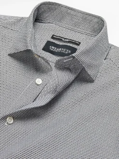 Patterned Dress Shirts|Designer Dress Shirts-Awearness Kenneth Cole Slim Fit Ultra Performance Stretch Dobby Check Dress Shirt Grey