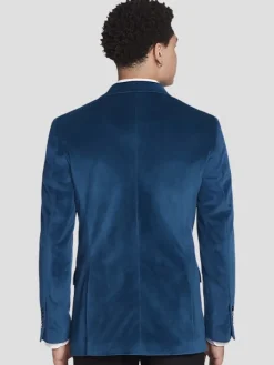 Dinner Jackets-Egara Slim Fit Velvet Dinner Jacket Teal Velvet