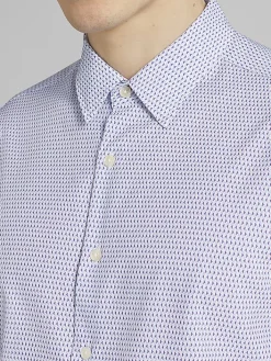 Button Up Shirts|Long Sleeve Button Up Shirts-Awearness Kenneth Cole Slim Fit Vertical Triangles 4-Way Stretch Button Up Shirt Purple/Lt Blue