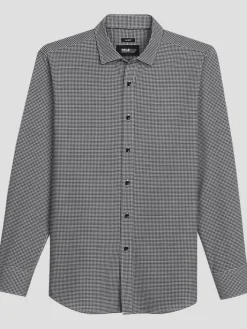 Button Up Shirts|Long Sleeve Button Up Shirts-Awearness Kenneth Cole Slim Fit 4-Way Stretch Button Up Shirt Black