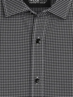Button Up Shirts|Long Sleeve Button Up Shirts-Awearness Kenneth Cole Slim Fit 4-Way Stretch Button Up Shirt Black
