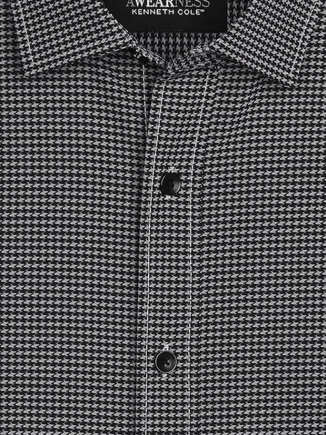 Button Up Shirts|Long Sleeve Button Up Shirts-Awearness Kenneth Cole Slim Fit 4-Way Stretch Button Up Shirt Black