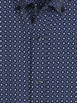 Button Up Shirts-Awearness Kenneth Cole Slim Fit 4-Way Stretch Button Up Shirt Navy