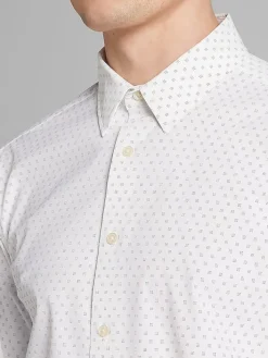 Button Up Shirts|Long Sleeve Button Up Shirts-Awearness Kenneth Cole Slim Fit 4-Way Stretch Button Up Shirt Navy