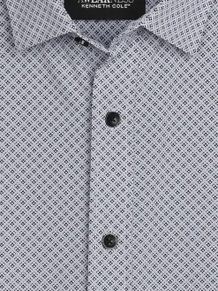 Button Up Shirts|Long Sleeve Button Up Shirts-Awearness Kenneth Cole Slim Fit 4-Way Stretch Button Up Shirt White