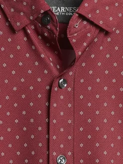 Button Up Shirts-Awearness Kenneth Cole Slim Fit 4-Way Stretch Mini Asterisk Button Up Shirt Red