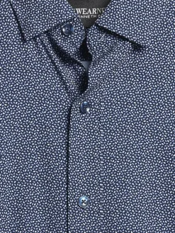 Button Up Shirts|Casual Shirts-Awearness Kenneth Cole Slim Fit 4-Way Stretch Short Sleeve Button Up Shirt Navy