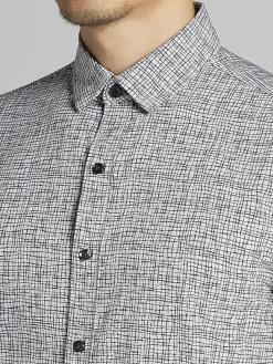 Button Up Shirts|Casual Shirts-Awearness Kenneth Cole Slim Fit 4-Way Stretch Short Sleeve Button Up Shirt Black