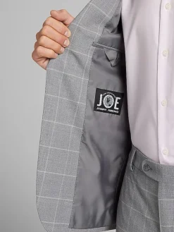 3-piece Suits|Suit Separates-JOE Joseph Abboud Slim Fit Windowpane Plaid Suit Jacket Platinum Windowpane