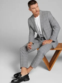 3-piece Suits|Suit Separates-JOE Joseph Abboud Slim Fit Windowpane Plaid Suit Jacket Platinum Windowpane