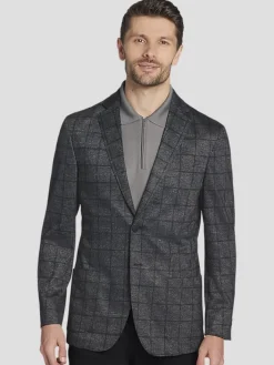 Sport Coats|Sport Coats-Awearness Kenneth Cole Slim Fit Windowpane Plaid Sport Coat Black Windowpane