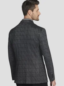 Sport Coats|Sport Coats-Awearness Kenneth Cole Slim Fit Windowpane Plaid Sport Coat Black Windowpane