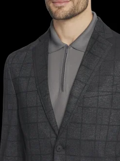 Sport Coats|Sport Coats-Awearness Kenneth Cole Slim Fit Windowpane Plaid Sport Coat Black Windowpane