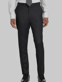 Dress Pants|3-piece Suits-Calvin Klein Slim Fit Wool Blend Flat Front Suit Pants Charcoal Tic