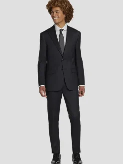 Suit Separates|3-piece Suits-Calvin Klein Slim Fit Wool Blend Peak Lapel Suit jacket Charcoal Tic