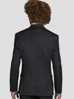 Suit Separates|3-piece Suits-Calvin Klein Slim Fit Wool Blend Peak Lapel Suit jacket Charcoal Tic