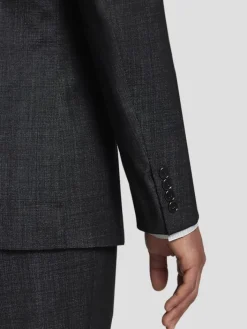 Suit Separates|3-piece Suits-Calvin Klein Slim Fit Wool Blend Peak Lapel Suit jacket Charcoal Tic